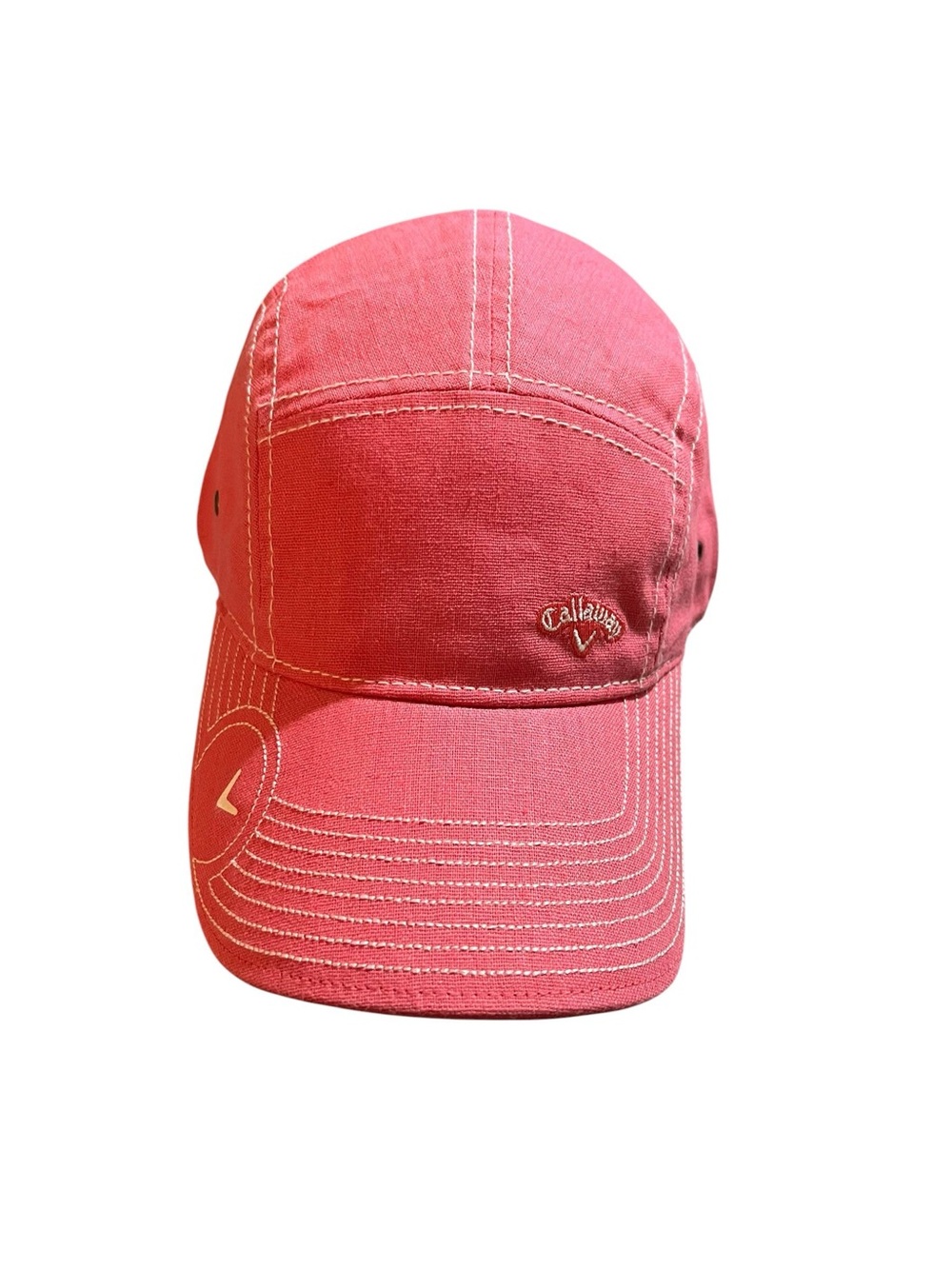 New Era Callaway 5 Panel Pink Cotton Linen Gorp Crunchy Adjustable Hat Cap (01)